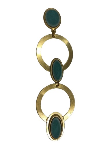 Pendiente de dos anillas con terciopelo